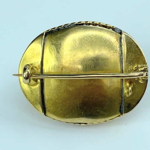 Antique 14k Victorian natural green/blue Turquoise Split Pearl Dome pin JR9968 - Picture 7 of 7